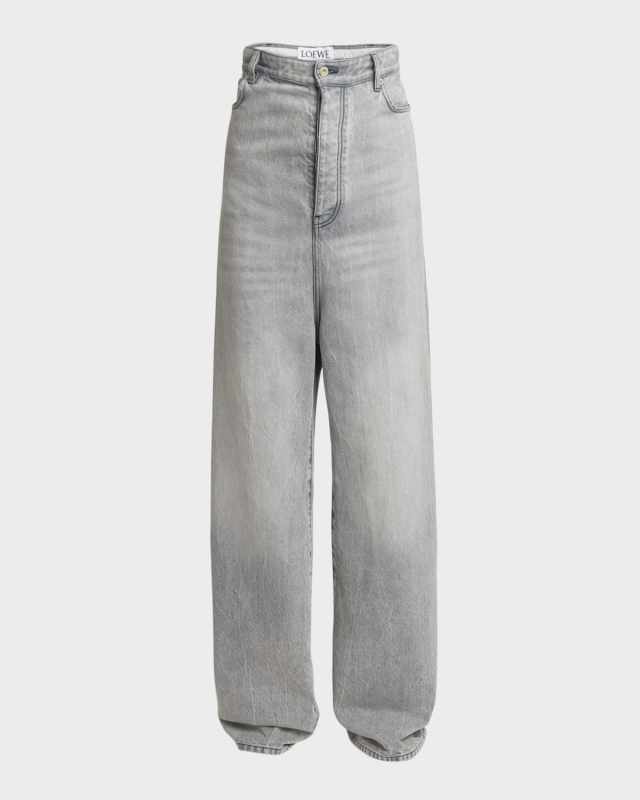 High-Rise Drop-Crotch Relaxed Straight-Leg Jeans